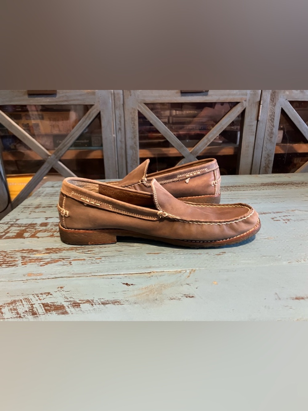 J.D. FISK Men's Soft Brown Leather Slip-On Loafers - Picture 2 of 16